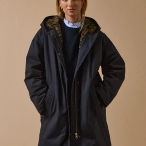 Halblanger und gefütterter Damen-Parka aus Webpelz