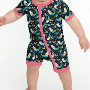 Midnight Mermaid Cats Bamboo Shorty Zippy