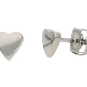 Titan-Ohrstecker mit Herz in Silber, mit Steckverschluss