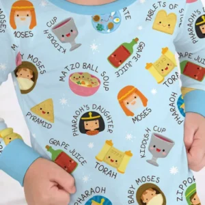 Cute Passover Characters Bamboo Two Piece Long Sleeve Pajama Set
