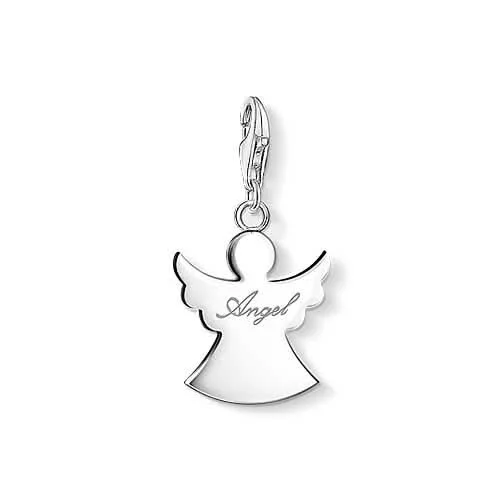 Schutzengel-Charm-Anhänger aus 925 Sterlingsilber mit Flügelmotiv und Öse
