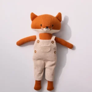 Gestricktes Kuscheltier « Fuchs » mit Latzhose