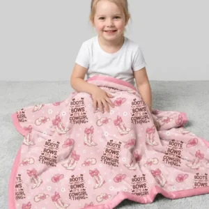 Western Cowgirl Boots And Bows Bamboo Blanket