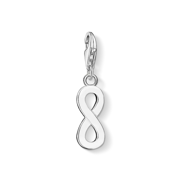 Charm-Anhänger Unendlichkeit aus 925 Sterlingsilber, glänzend mit dunklen Einlagen