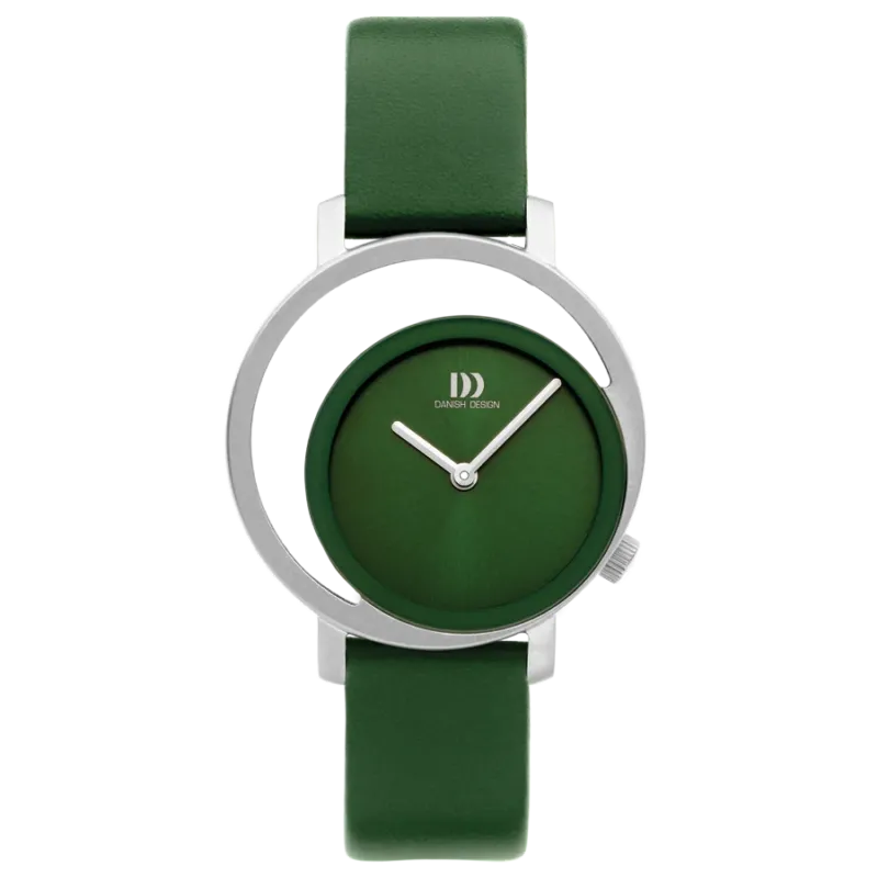 Danish Design Damenarmbanduhr mit grünem Zifferblatt und grünem Lederarmband