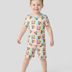 Raised To Love You Bamboo Two Piece Short Sleeve Shorts Pajama Set