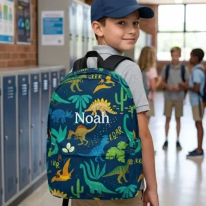 Dino Era Custom Name Embroidered Backpack
