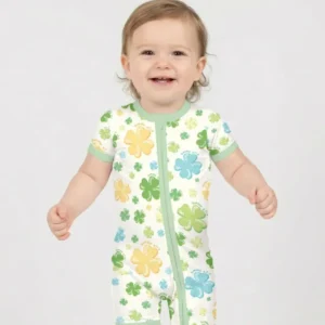 Shamrocks Print St. Patrick's Day Bamboo Shorty Zippy
