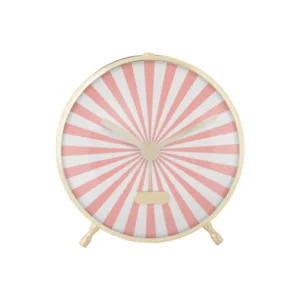 Karlsson Candy Swirl Wecker mit rosafarbenem Strahlenzifferblatt und goldfarbenem Rahmen