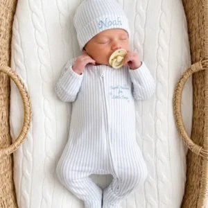 Thank Heaven for Little Boys Bamboo Embroidered Zipper Footie
