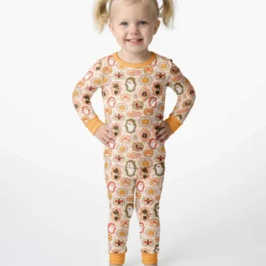 Cute Vintage Magical Cottage Style Halloween Bamboo Two Piece Long Sleeve Pajama Set