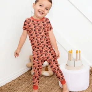 Black Cat Ditsy Bamboo Two Piece Short Sleeve Pajama Set