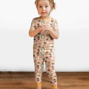 Cute Vintage Magical Cottage Style Halloween Bamboo Two Piece Short Sleeve Pajama Set