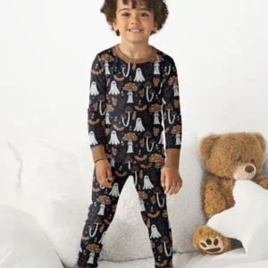 Retro Halloween Whimsy Bamboo Two Piece Long Sleeve Pajama Set