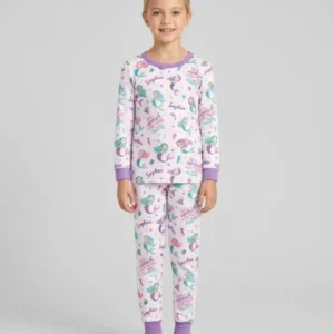 Custom Name Mermaid Make Waves Bamboo Two Piece Long Sleeve Pajama Set