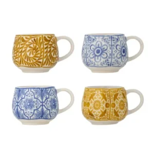 Becher-Set Eirvik – Blau- Orange Steingut (4-teilig)