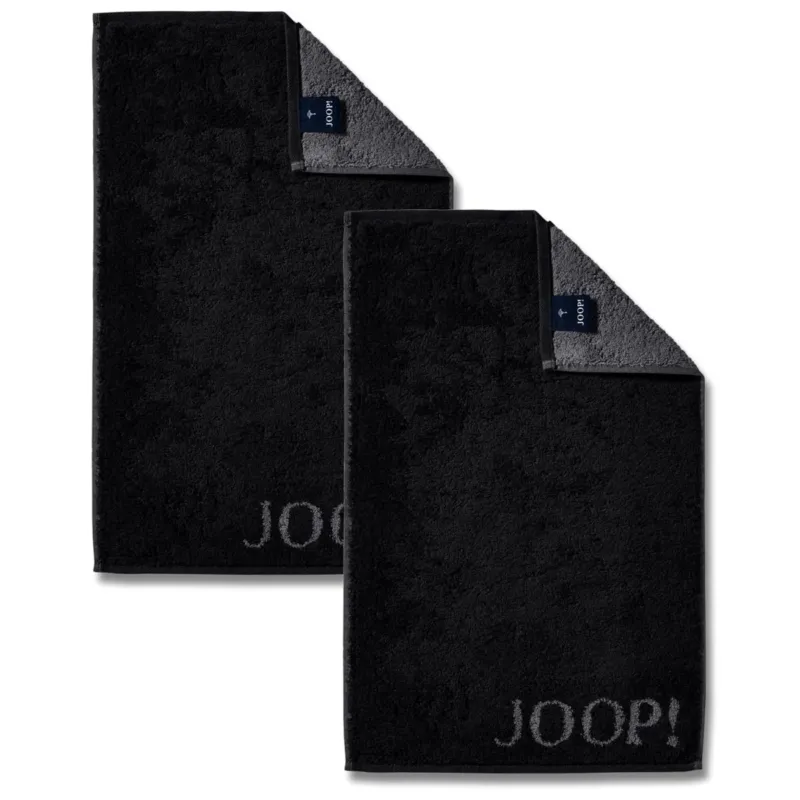 2er Gästetuch-Set 30 x 50 cm Classic Schwarz Anthrazit
