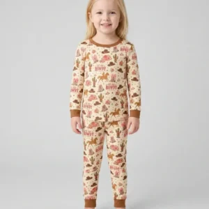 Coquette Cowgirl Lil Bit Rowdy Two Piece Long Sleeve Pajama Set