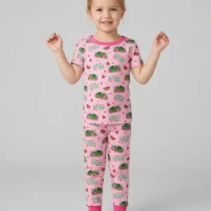 Watermelon Turtle Family Matching Bamboo Two Piece Short Sleeve Pajama Set