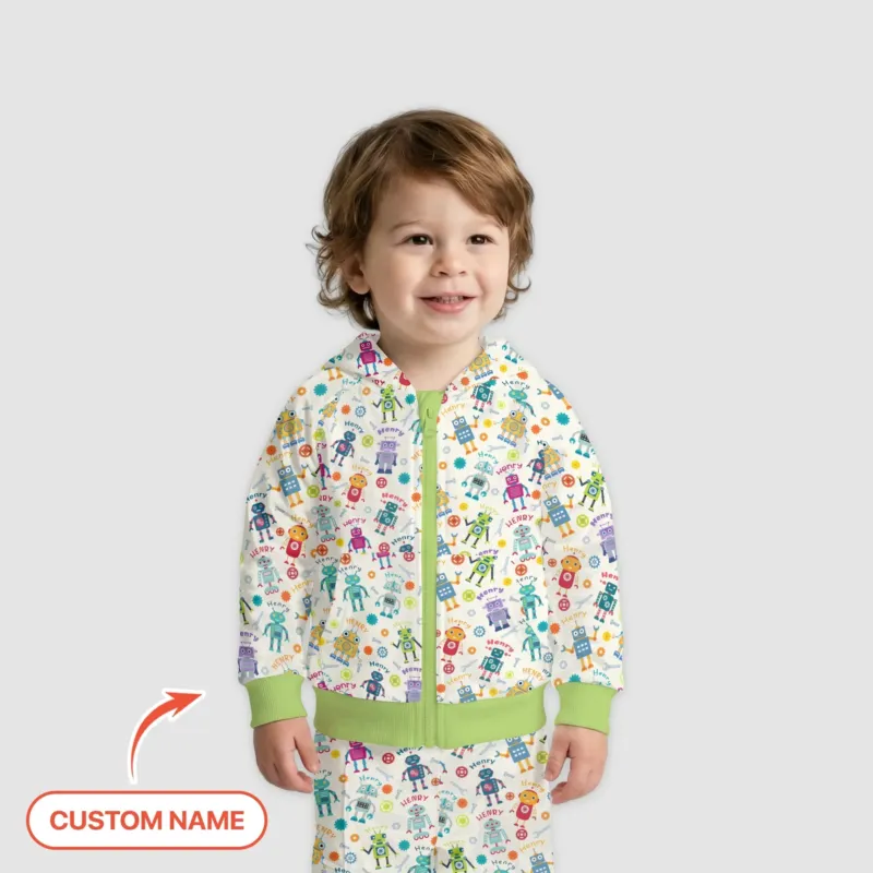 Robo Buddy Squad Custom Name Bamboo Zip Hoodie