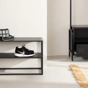 Schuhregal Nevio – Schwarz, Minimal Industrial