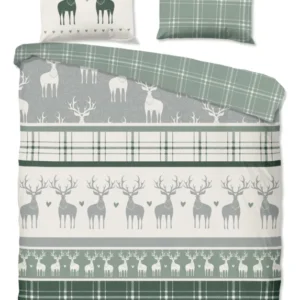 Guten Morgen Flanellen Duvet Cover "Bjirk" - Grün - Dubbele instopflap