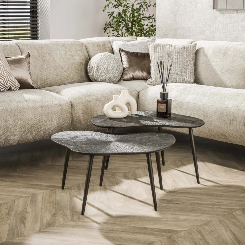 RAY Brown organisch Couchtisch Set aus 2 / Dunkelbraunes Bronze