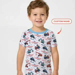 Custom Name All-American Boy Bamboo Two Piece Short Sleeve Pajama Set