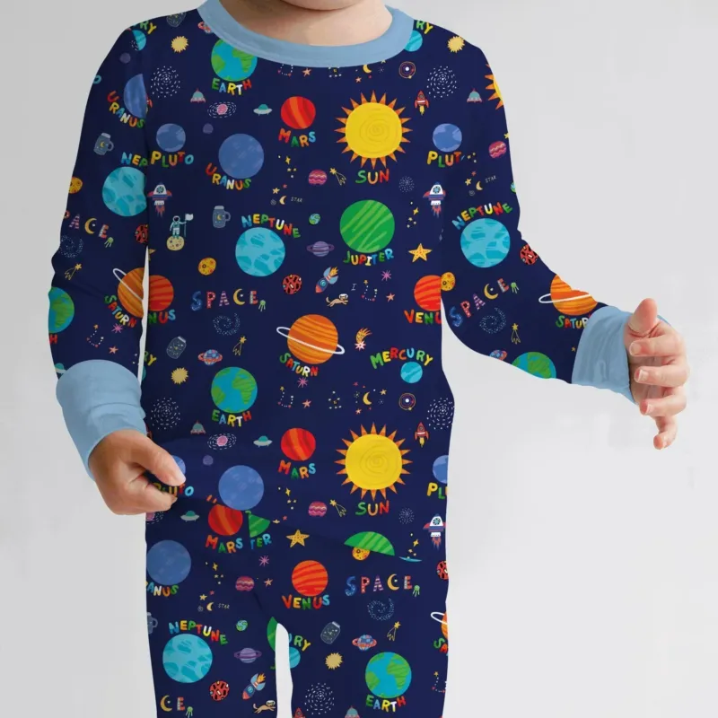 Solar Space Adventure Bamboo Two Piece Long Sleeve Pajama Set