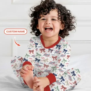Custom Name All American Girl Bamboo Two Piece Long Sleeve Pajama Set