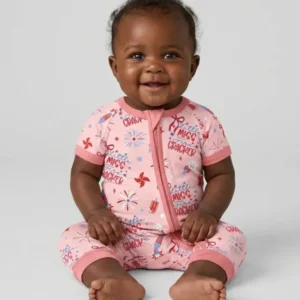 Little Miss Firecracker 4th July Bamboo Shorty Zippy