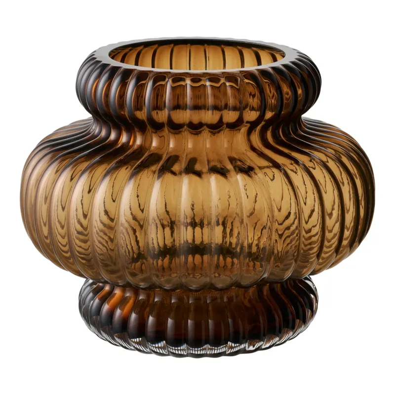 Vase „Clara“ – Gerilltes Glas in Smoked Brown