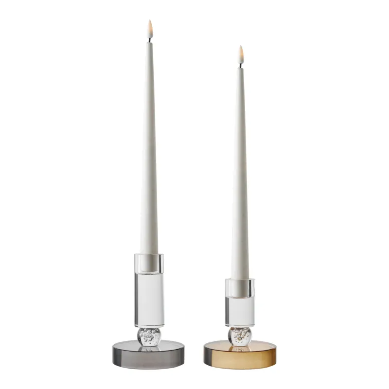 Cresto Kerzenhalter-Set (2-tlg.) – Grau & Braun aus Glas
