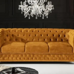 CHESTERFIELD Barock Sofa 205cm Samt Federkern Knopfheftung 3-Sitzer Couch