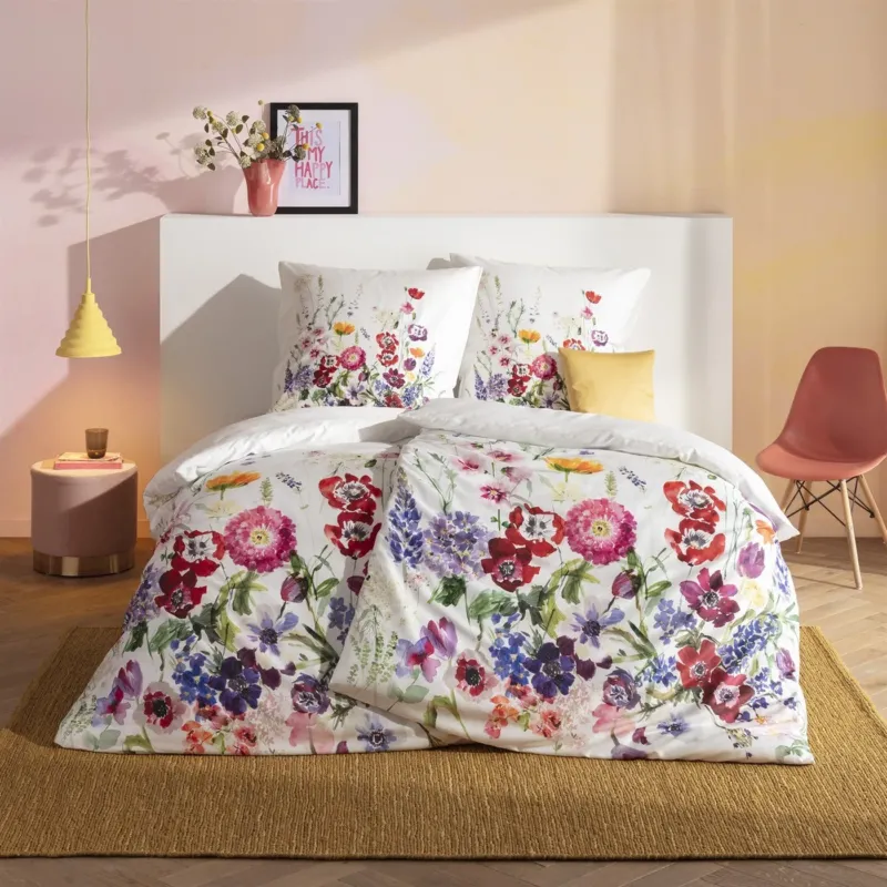 Bettwäsche Mako Satin Rayen Mehrfarbig mit Blumenmuster 135 x 200 cm