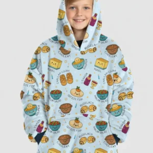 Shabbat Shalom Wearable Bamboo Blanket Hoodie