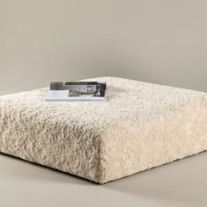 Beistellhocker Farrow – Quadratischer Hocker in Teddyoptik Beige