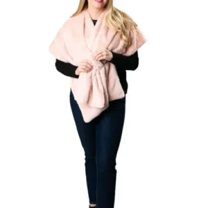 Katie Faux Fur Wrap with Satin Lining & Keyhole Closure – Elegant Special Occasion Shawl