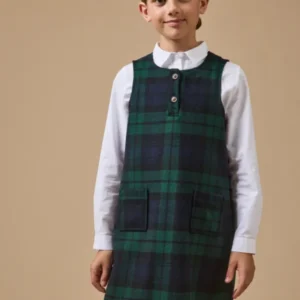 Mädchen-Trägerkleid mit Tartan-Druckmuster