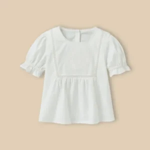 Mädchenbluse mit besticktem Plastron