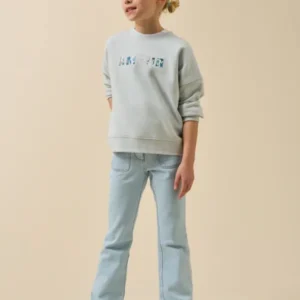 Mädchen-Sweatshirt mit Schriftzug aus Liberty®-Stoff – Bio-Baumwolle