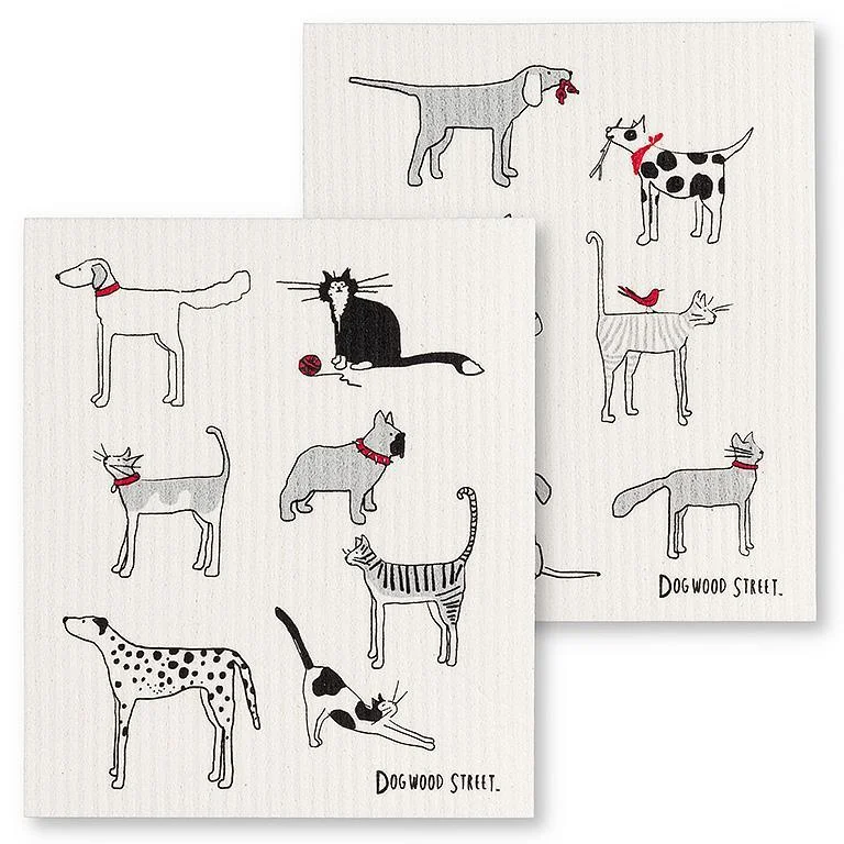 The Amazing Swedish Dishcloth Dogs & Cats Dishcloths. Set of 2