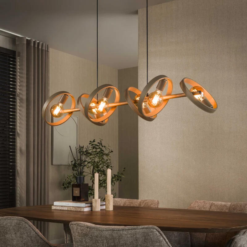 Pendelleuchte Hover Metallringe 6-Fassungen