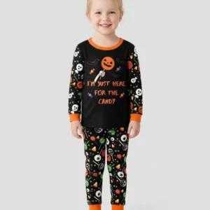 Halloween Lolipop I'm Just Here For The Candy Bamboo Two Piece Long Sleeve Pajama Set