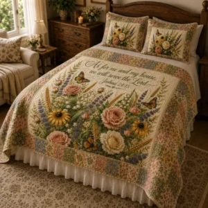 As For Me And My House We Will Serve The Lord Bamboo Quilt Bedding Set