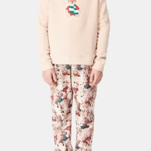 Pyjama long Femme polaire Teddy Beige et Marron 1