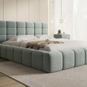 Designer Polsterbett Marshmallow in Strukturstoff mit Stauraum