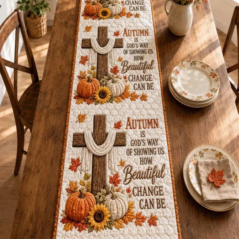 Beautiful Autumn Change Quilt Table Runner