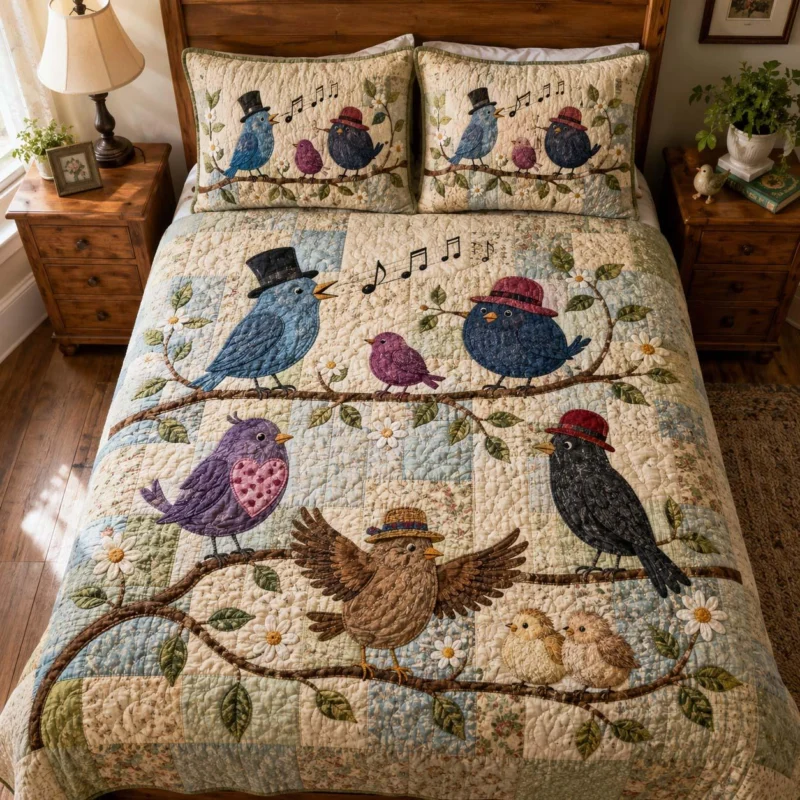 Bird Breeze Bamboo Quilt Bedding Set