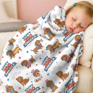 Red, White & Wiener Bamboo Blanket